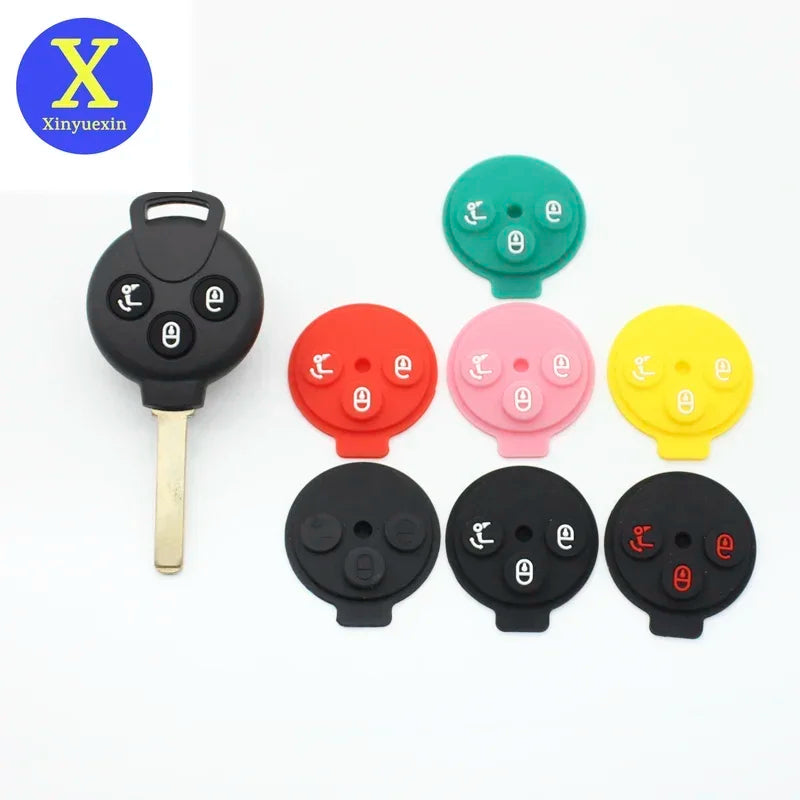 Xinyuexin 3 Buttons Silicone Pad Remote Key Shell Case for Mercedes-Benz Smart Fortwo 451 2007-2013