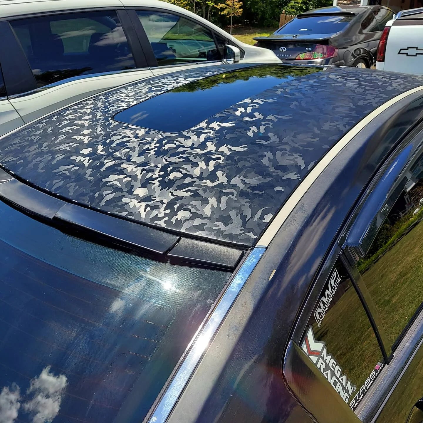 Forged Carbon Fiber Vinyl Wrap Black Cosmic Hex Glossy Ghost Car Vinyl Film For Auto M close-up view