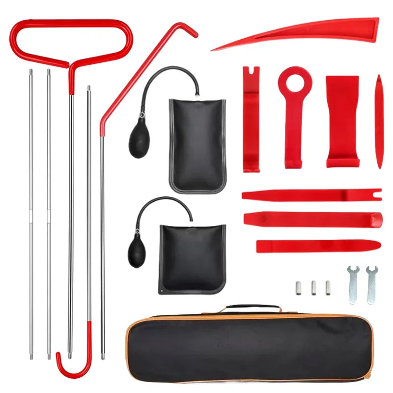 21/29PCS Car Door Repair Tool Kit Inflatable Air Wedge Pump Auto Window Door Open Tool Long Reach Gr