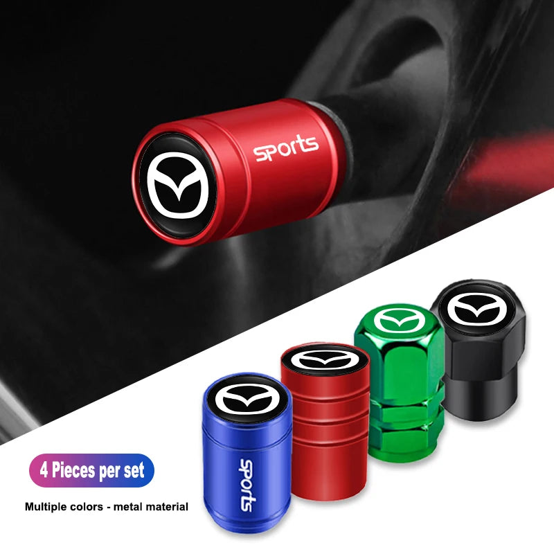 Aluminum Tire Valve Stem Caps for Mazda Models | Metal Air Valve Covers