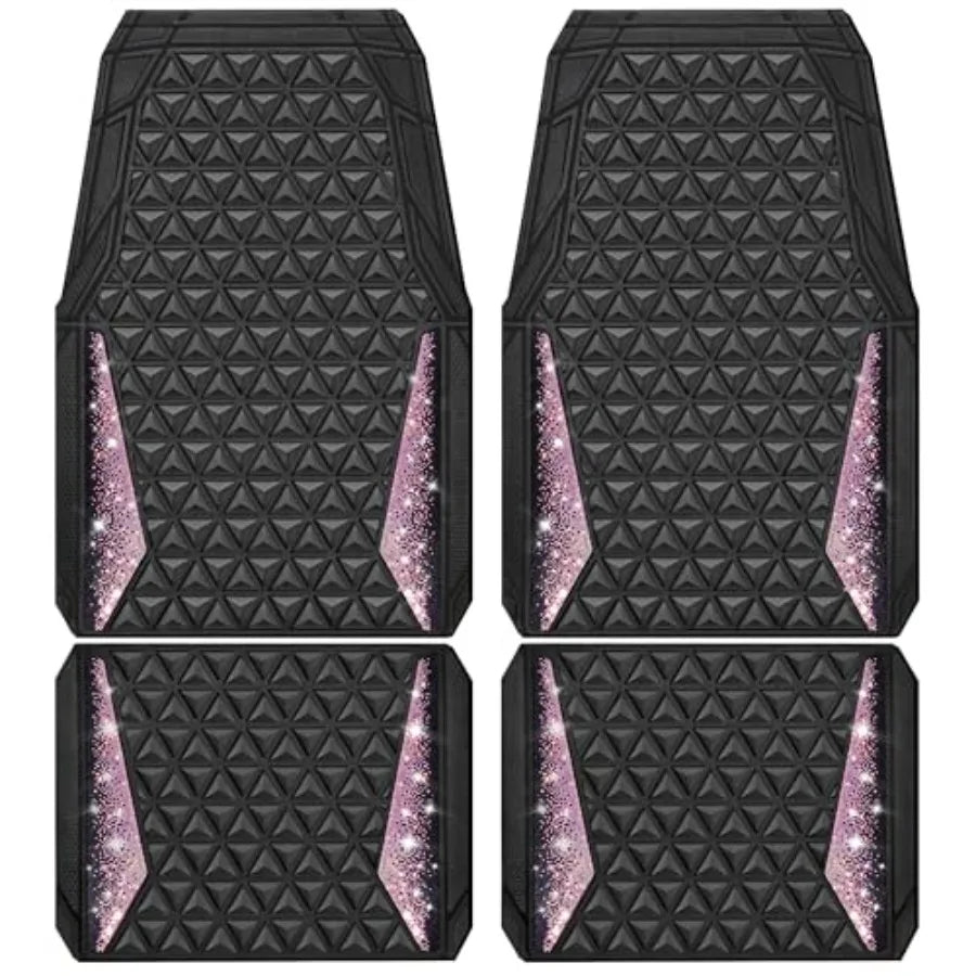 Dazzle Glitter Car Floor Mats | 3D Rhombus, Anti-Slip, Waterproof, Universal Trim Fit