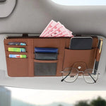 Car Sun Visor Organizer – Zippered Storage Pouch with Sunglasses Clip, Card & Ticket H close-up view