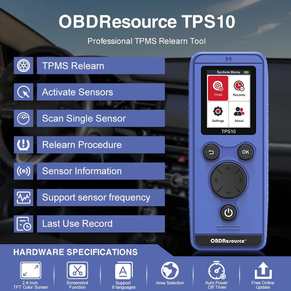 Car Tire Pressure Monitoring System Universal TPS10 Relearn Tool TPMS Reset Tool for lifestyle view