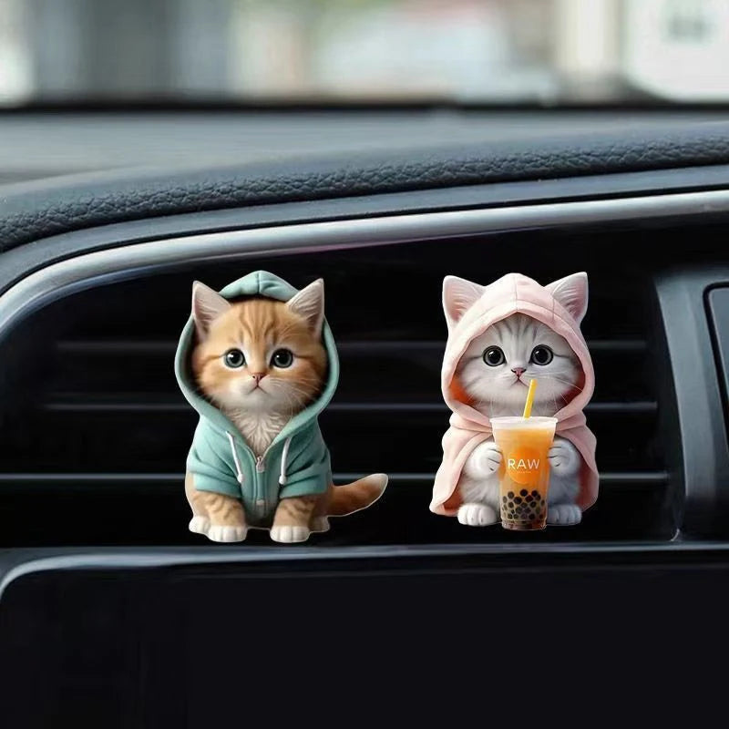 Car Outlet Vent Perfume Clips Cat Acrylic 2D Air Freshener Diffuser | Car Interior Decor