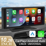 10.26" Car Mirror Radio Multimedia Video Player Universal Wireless Carplay Android Auto Screen With