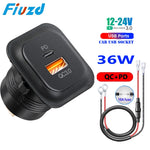 Car Charger Socket PD3.0 & QC3.0 | Dual USB C Fast Charger for Cars and Motorcycles close-up view