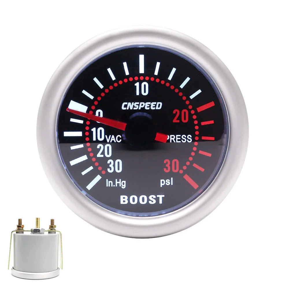 Universal 52mm Car Turbo Boost Gauge | LED Digital Pointer with Smoke Lens detail view