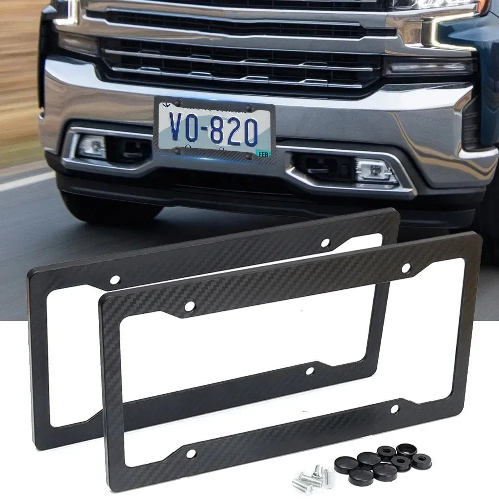 Car Motorcycle 30*15CM 1/2pcs License Plate Frame Carbon Pattern Plastic License Plat alternate view