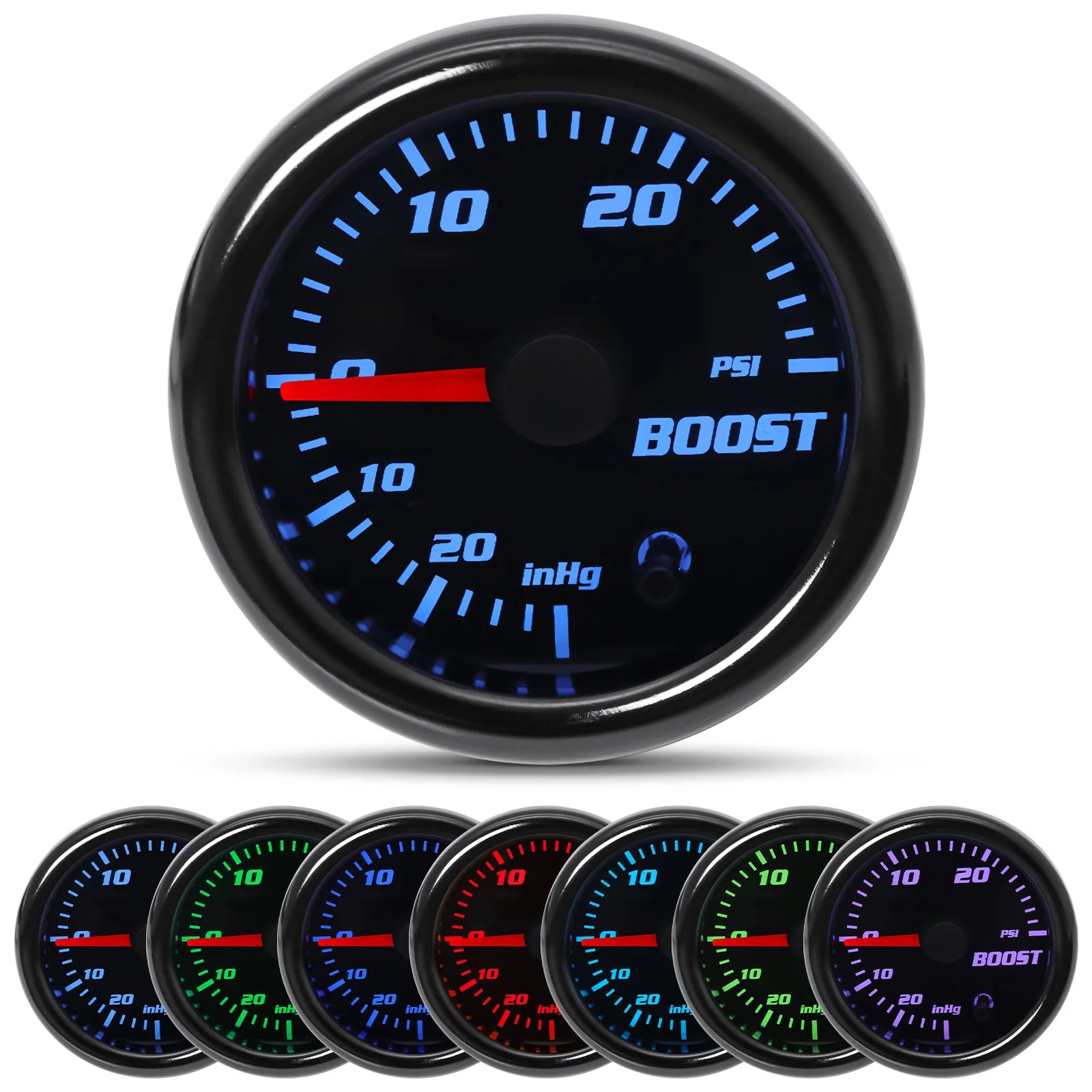 2'' 52mm 7 Color Car Gauge Set | Multi-Function 12V Gauge with Digital and Analog Dis alternate view