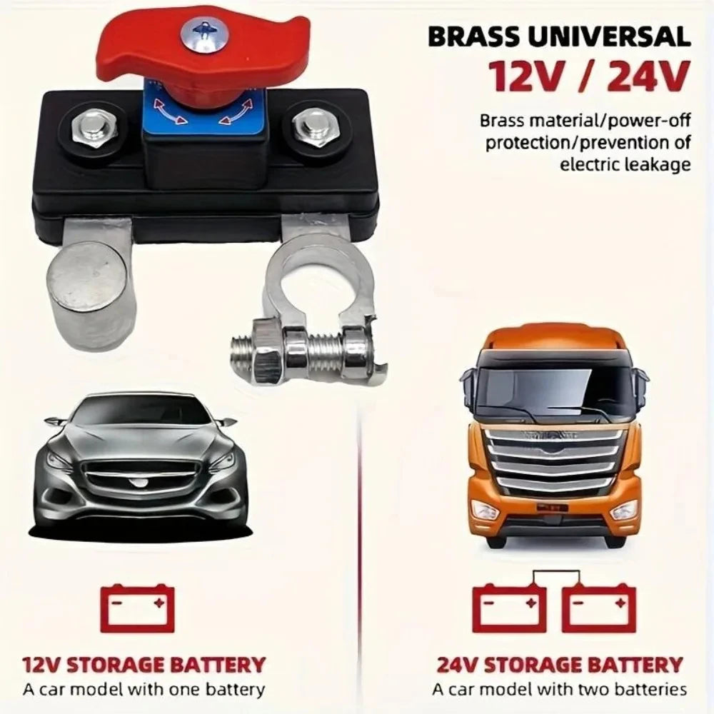 Car Battery Cut Off Switch 12V/24V Disconnect Automatic Circuit Breaker Anti-Power Off close-up view