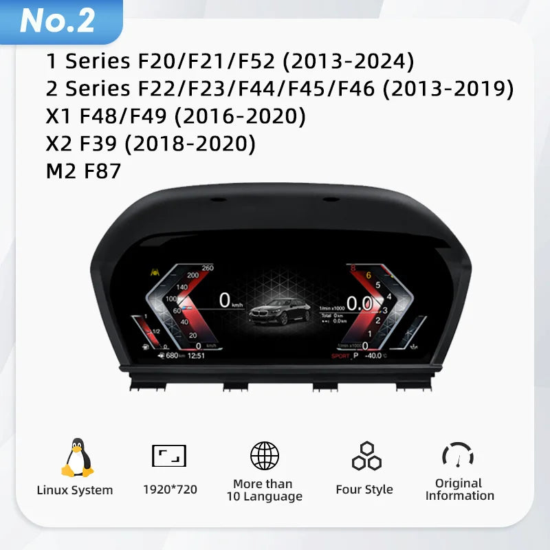 LCD Dashboard for BMW E90 E70 E71 E60 E81 E87 F10 F20 F30 F32 F06 E84 F48 E83 F25 F26 F1 detail view
