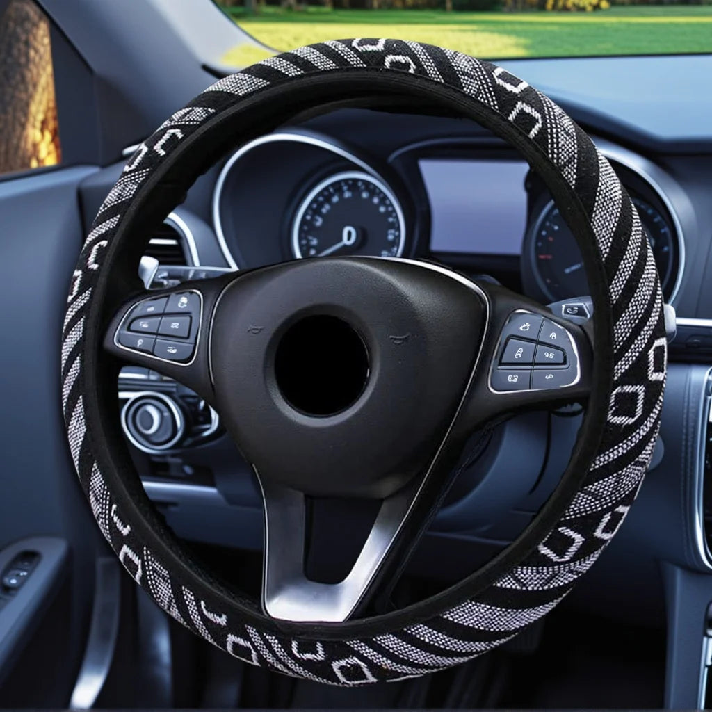 Flax Steering Wheel Cover 15 Inch for Cars SUVs additional angle