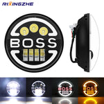 7 Inch Aluminum Work Light with DRL and Turn Signal | 96W Dual Color for RV and Offroad
