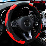 PU Carbon Fiber Leather Car Steering Wheel Cover without Inner Ring Suitable for 14.5-15 detail view