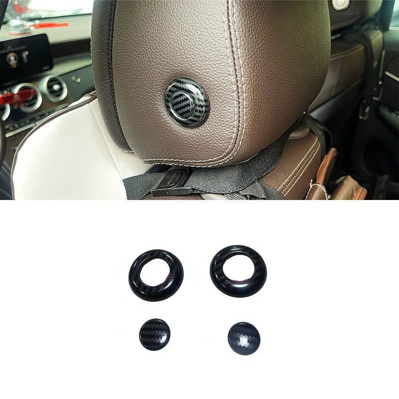 Car Headrest Adjustment Button Sequins Trim For Mercedes Benz C W205 E W213 GLC X253 2016-2018