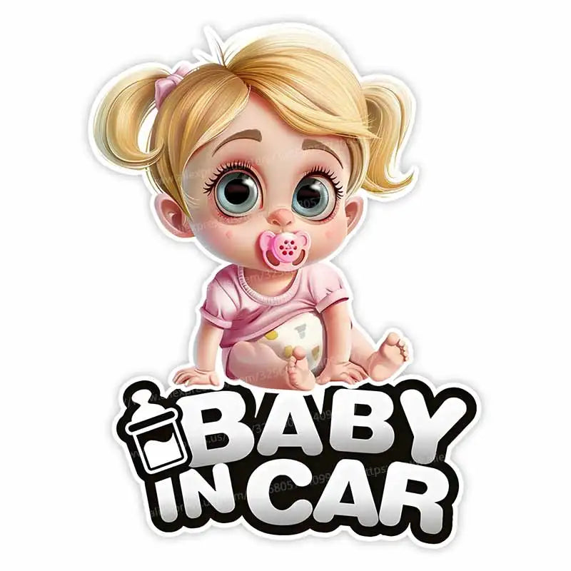 Cute Baby Pacifier in Car Warning Sticker | Baby Safety Car Window Decal additional angle