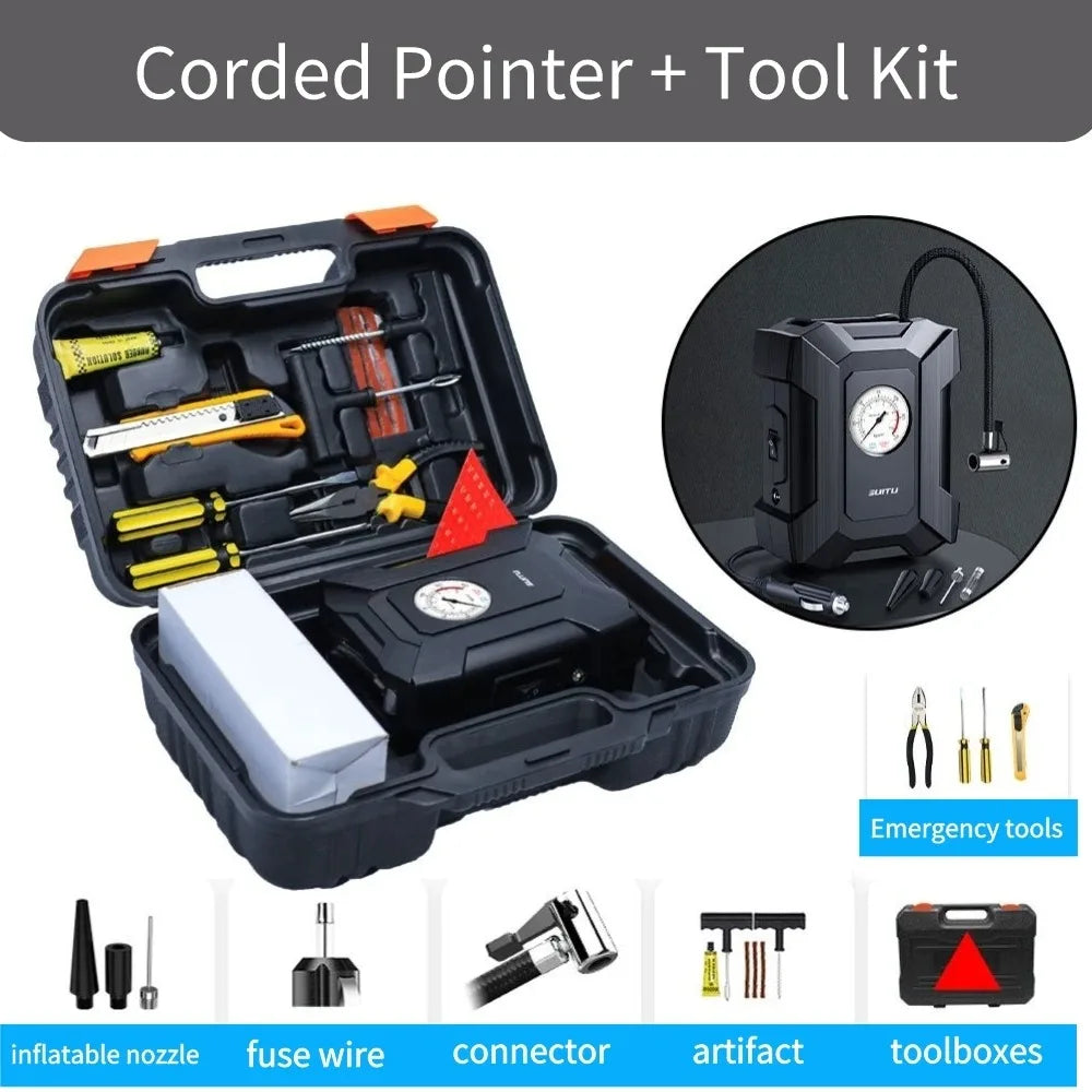 12V Portable Car Tire Inflation Pump | Intelligent Digital Auto Air Compressor close-up view
