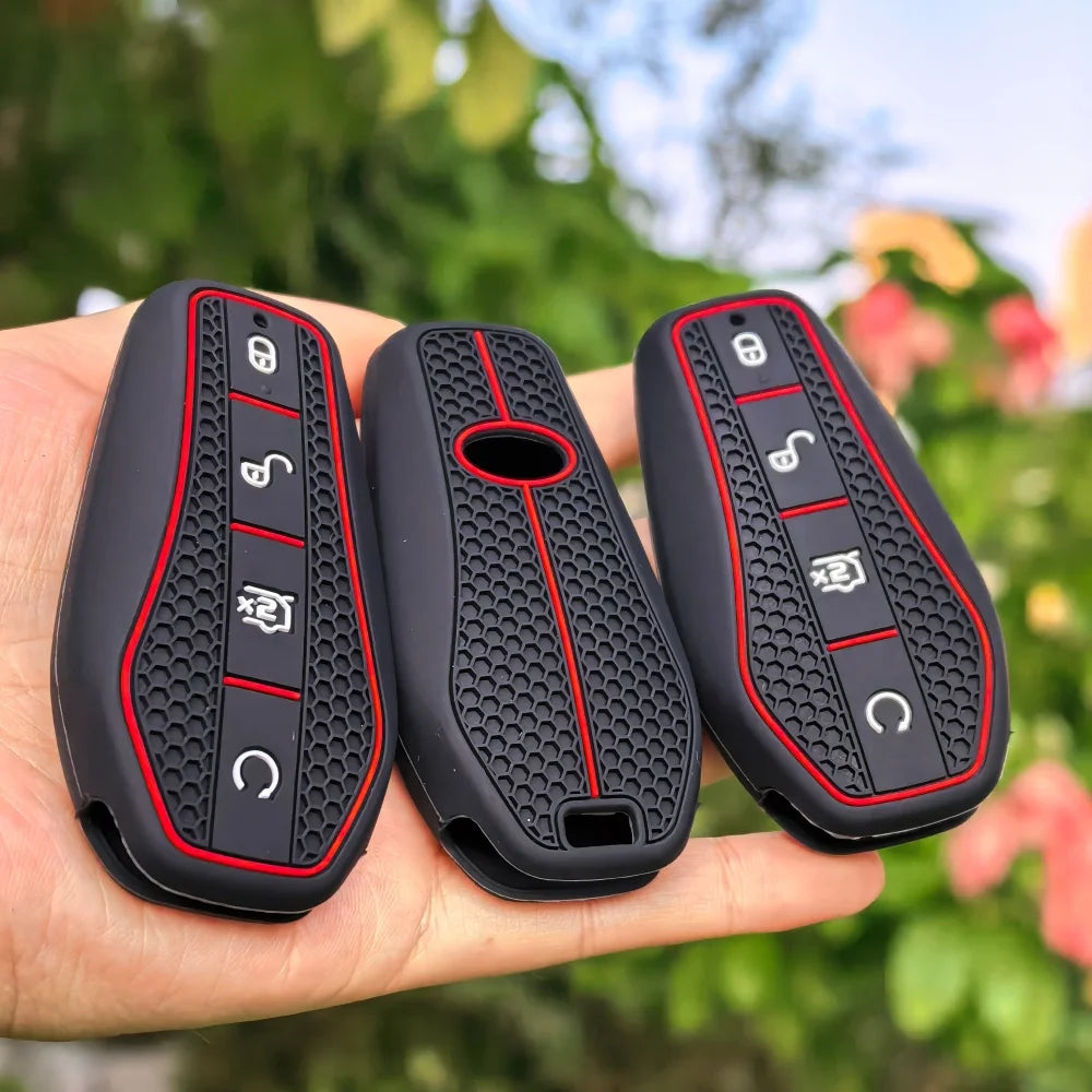 Silicone Car Key Cover Black 4 Button for BYD Atto 3 Han EV Dolphin detail view