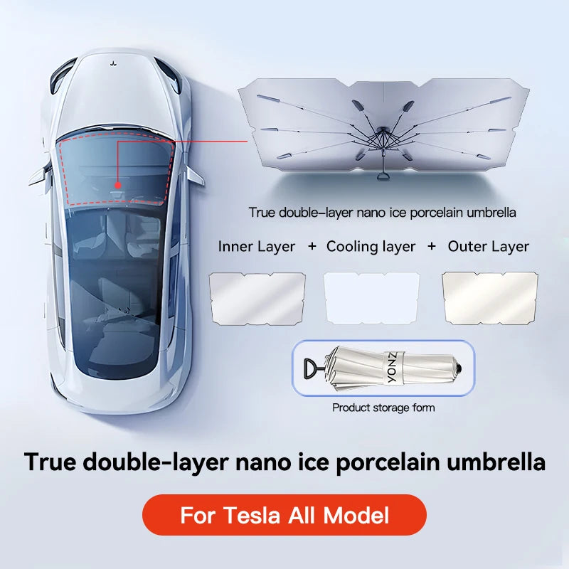 YZ Magnetic Sun Shade for Tesla Model 3 Y Highland Juniper 2021-2025 | Glass Roof Sun lifestyle view
