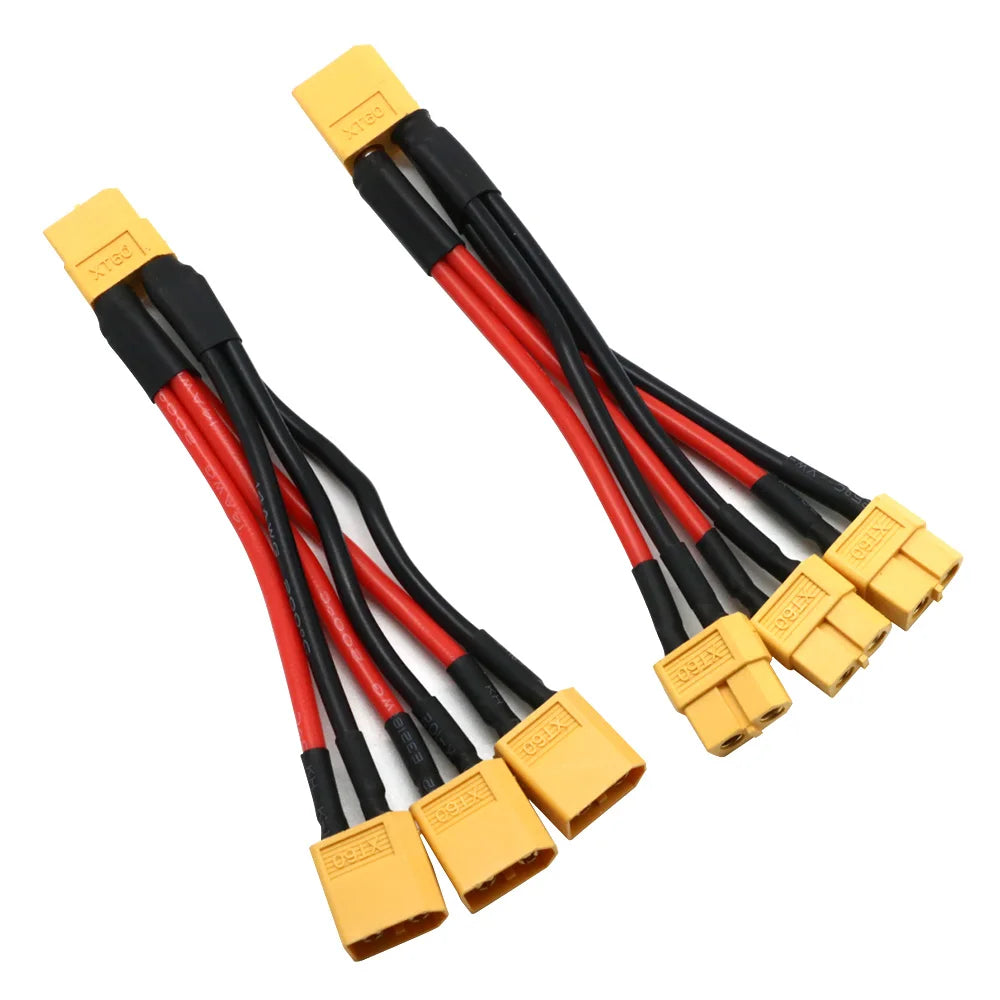 XT60 Parallel Battery Connector Y Splitter 14AWG Silicone Wire detail view