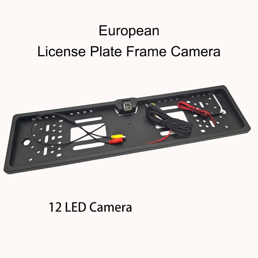 4/8/12LED European License Plate Rearview Camera Frame Reverse Backup Camera Night Visio detail view
