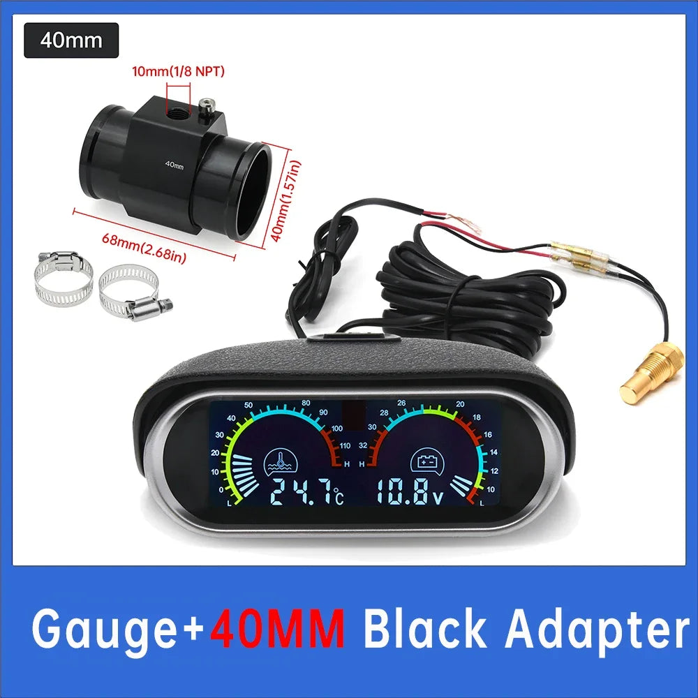 2 in 1 LCD Digital Display Voltmeter and Water Temp Gauge | Universal Car Truck Gauge wi detail view