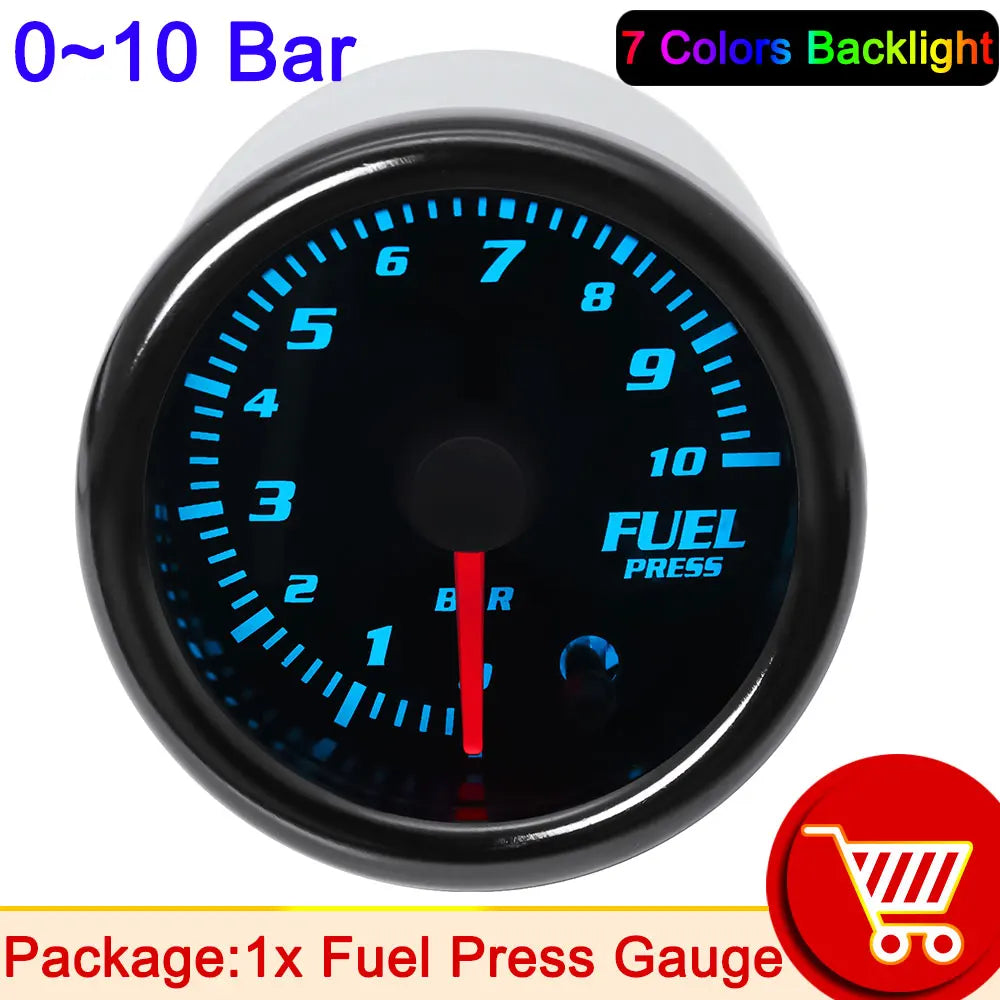 7 Color 2" 52mm Tachometer RPM Meter LED Car Auto Gauge | Universal for Gasoline Motor detail view