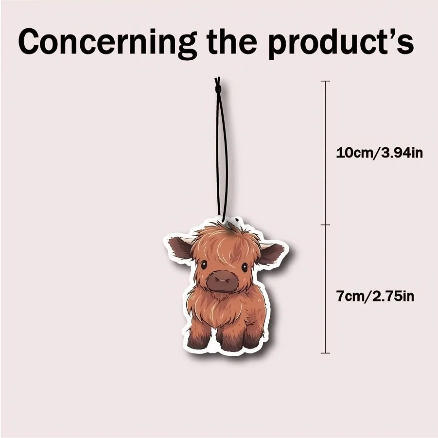 Baby Highland Cow Car Air Freshener Car Fragrance Tablets Wardrobe Rearview Mirror Hanging Decor Car Accessories Interior Pendan