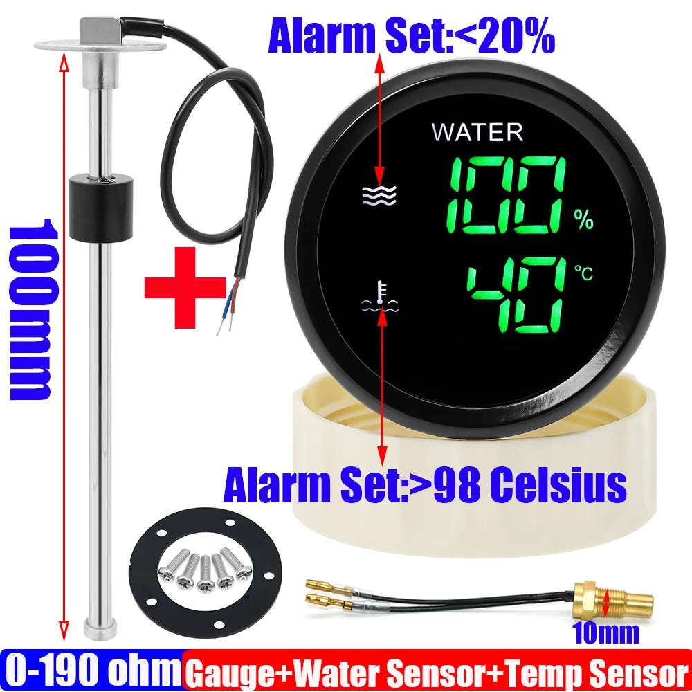 Digital 2-in-1 52mm Dual Gauge with Alarm | Water Level and Temperature Monitor for 1 alternate view
