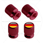 4Pcs Aluminum Motorcycle Car Tire Valve Caps with Germany France Italy Flag Emblems | close-up view