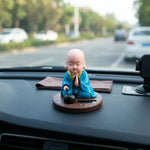 ABS Plastic Monk Car Dashboard Ornament Solar Powered Bobblehead Figurines Automatic nodding Little Monk Car Interior Accessory
