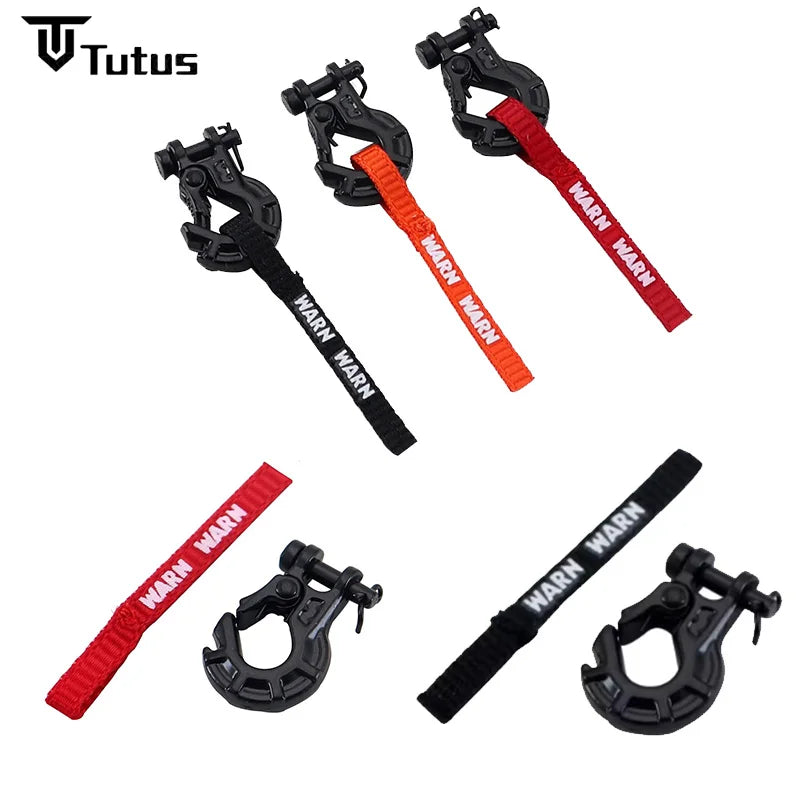 Rc Car Winch Hook With Winch Pull Strap Tags Decoration For 1/10 Rc Crawler Car Axial Scx10 Traxxas