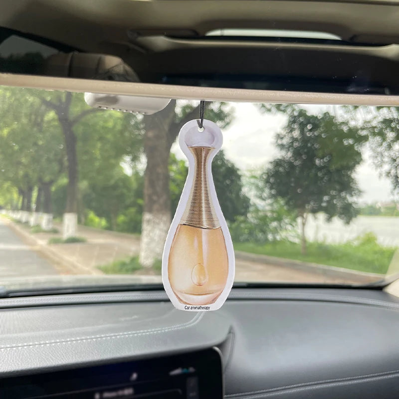 Gilt Perfume Bottle Glass Car Incense | Long-Lasting Jasmine Car Air Freshener Pend additional angle