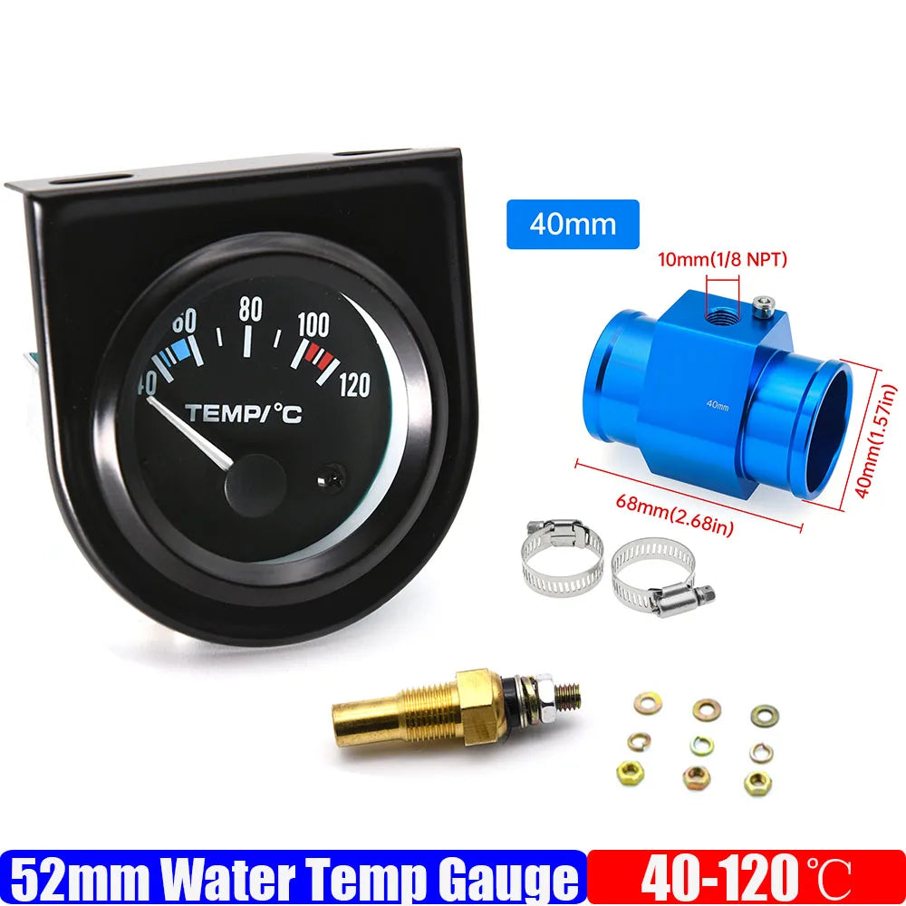 52mm Car Water Temperature Gauge | 12V Racing Temp Indicator with 1/8NPT Sensor detail view
