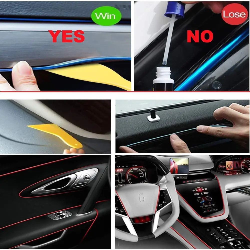 5M Car Interior Led Strip Light Neon EL Wiring Decorative Lamp For Auto DIY Flexibl additional angle