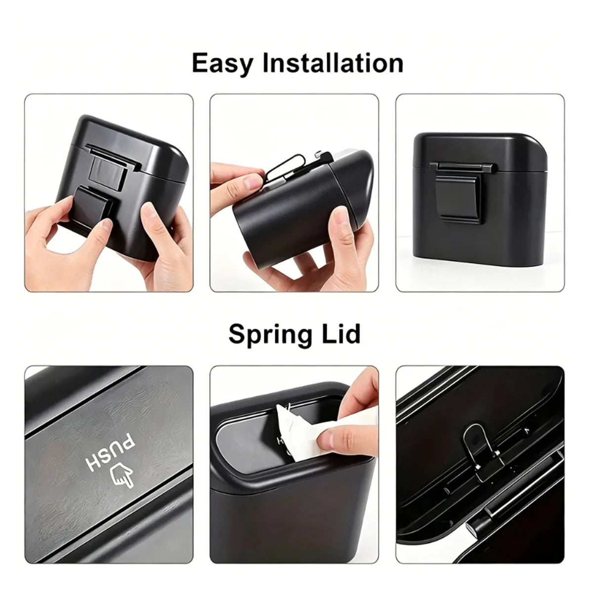 Car Trash Can, Mini Leakproof Trash Can for Car Desk, Thickened Garbage Bags Included, close-up view