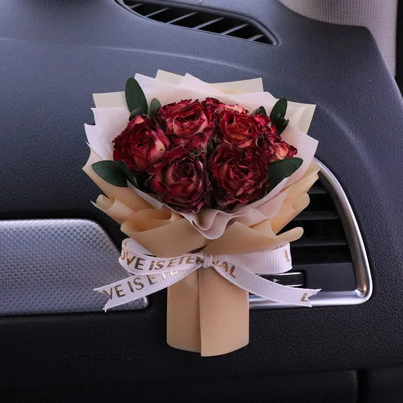 Fresh Flowers Mini Dried Flowers Bouquet for Car Air Vent Clips, Car Air Outlet Perfume Decoration, Air Fresheners Accessories