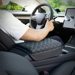 Tesla Model 3 & Model Y Juniper Armrest Cover Cushion | PU Leather Center Console Prot close-up view
