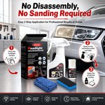 OGAS Car Headlight Restoration Coating Kit 180ml+10ml Yellow Oxidation Remover No Sanding Polishing Agent Auto Lamp Refurbish Protective Fluid with Cleaning Tools