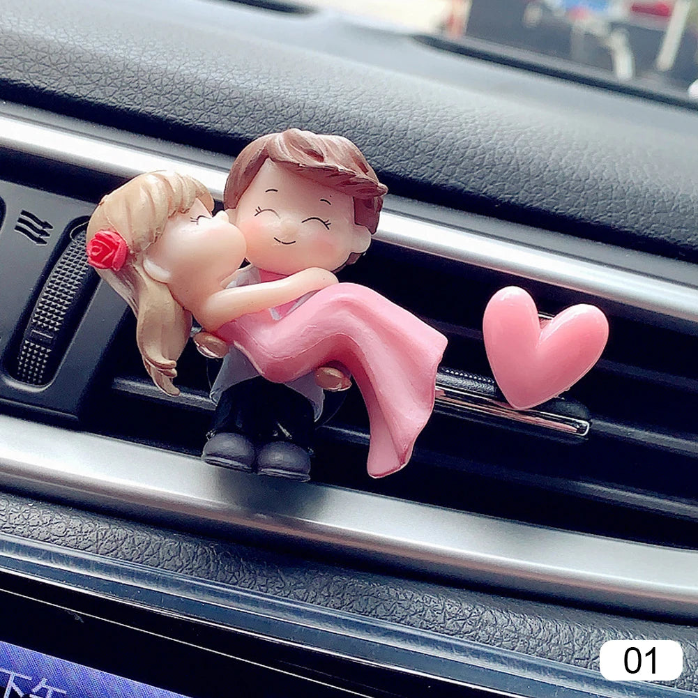 Lovely Couple Car Air Vent Freshener Essential Oil Perfume Clip Scent Aromas Diffuser Decor Fragrance Auto Interior Accessories
