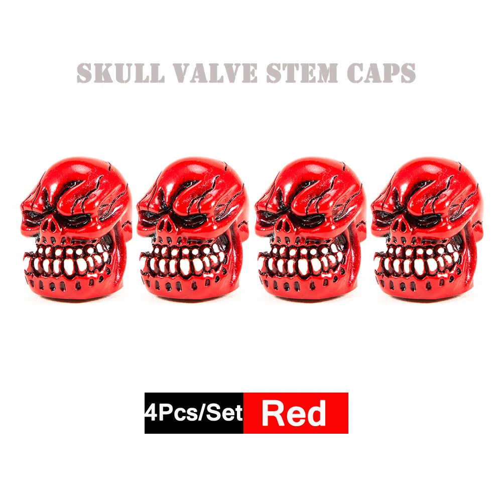 DSYCAR 4Pcs Skull Tire Valve Caps | Universal Dustproof Stem Caps additional angle