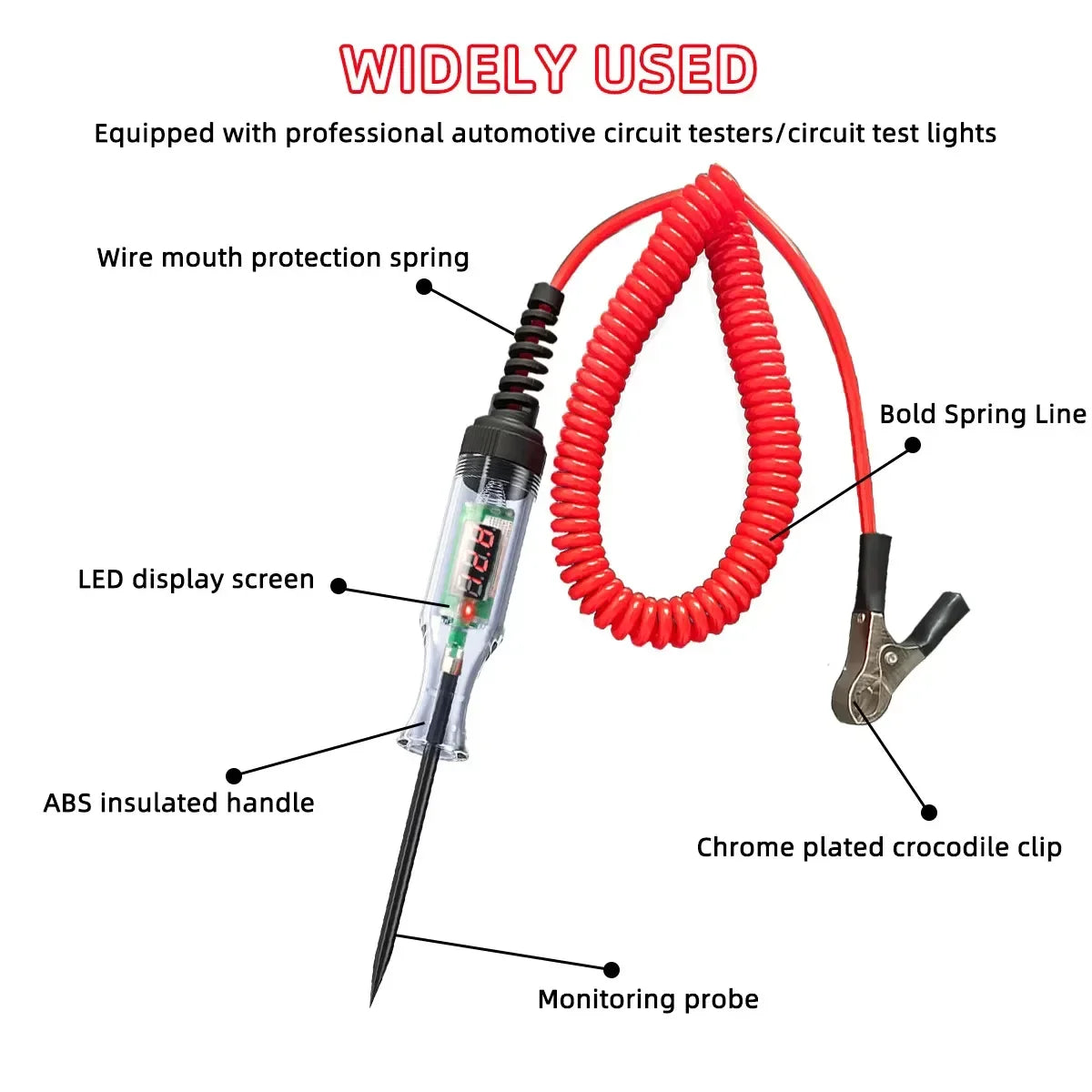 6V 12V 24V Car Truck Voltage Circuit Tester Pen, 5V-90V Digital Display Auto Test L additional angle