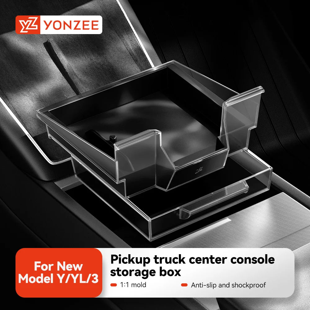 YZ For Tesla Model Y YL Juniper 3 Highland 2021-2026 Storage Box Hidden Armrest Front Center Console