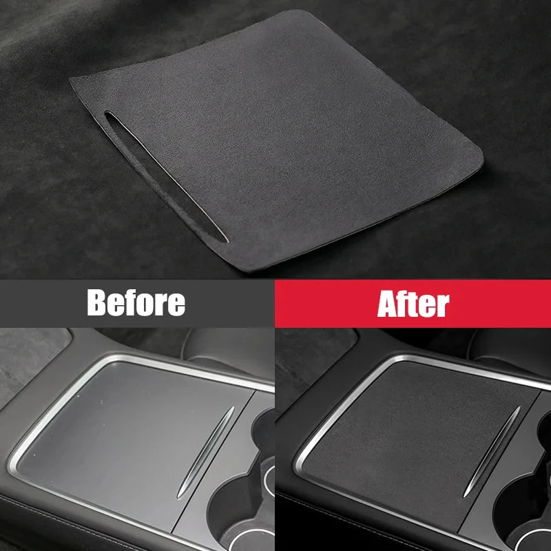 Suede Central Panel Sticker for Tesla Model 3 Y 2021-2023 Model Y Juniper / 3 Highland 2024-2026 Center Console Protector Cover