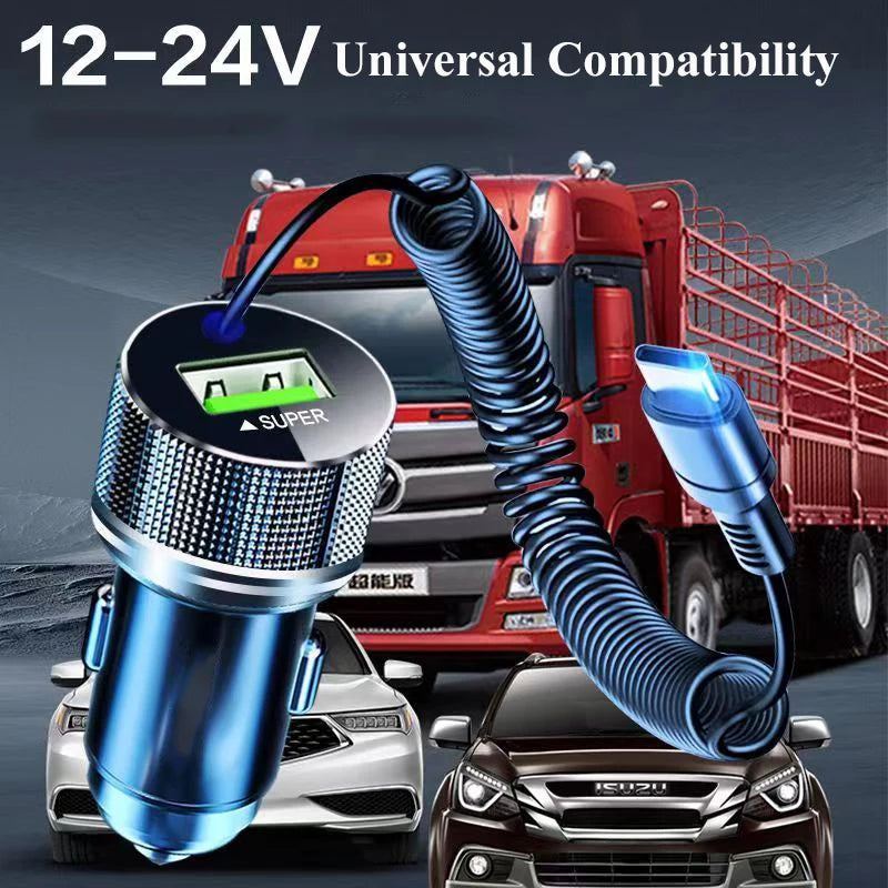 EDEBA Metal USB Car Charger with Type C Cable | 12V Super Fast Vehicle Adapter 2 in additional angle