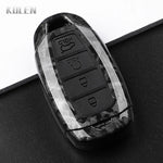 ABS Carbon Fiber Style Car Key Case Cover For Hyundai i30 ix25 Elantra KONA Solaris Azera Grandeur TM Accent Santa Fe Keychain