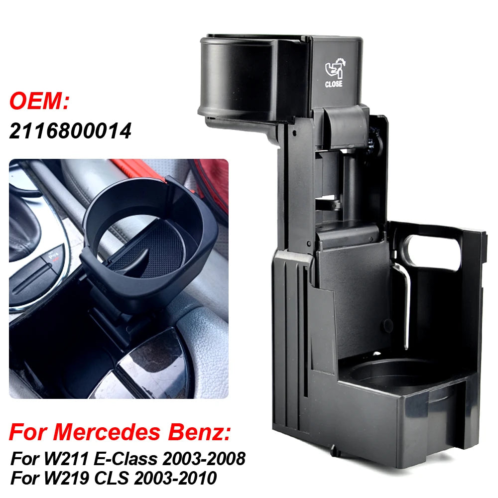 1pc Car Centre Console Cup Holder for Mercedes Benz E Class W211 W219 CLS | Black ABS alternate view