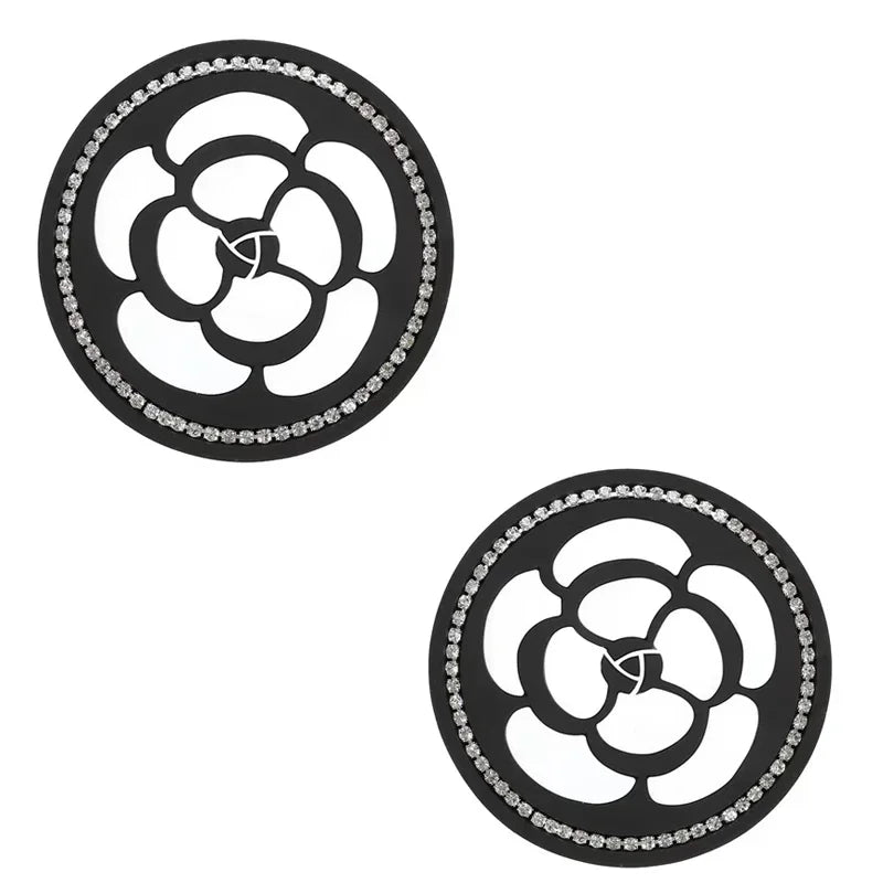 2PCS of Diamond Car Coasters, Tea Flower Car Cup Holders, Silicone Anti Slip Coasters, G detail view