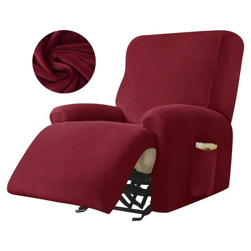 1/2/3 Seater Velvet Stretch Recliner Sofa Cover  Relax Armchair Slipcover Elastic All-inclusive Reclining Sofa Protector