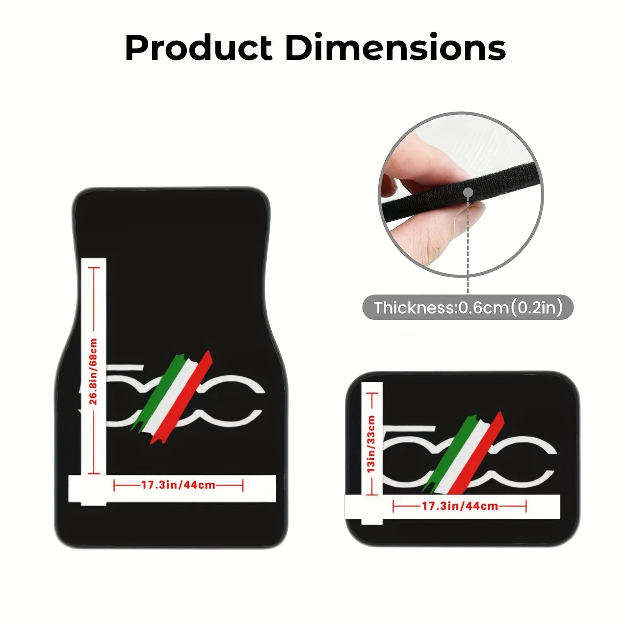 Universal Fit, Easy-to-Clean Suitable for Hatchbacks & Sedans 4pcs Minimalist FIAT 50 alternate view
